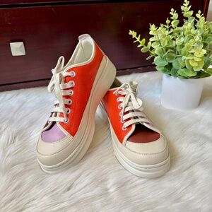 Camper Multicolor Leather Platform Sneakers Cream Orange Lilac US Size 9